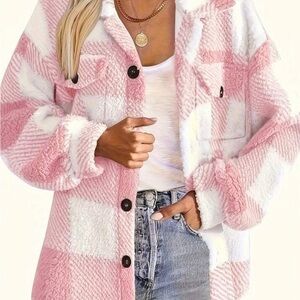 Pink and White Plaid Women's Jacket